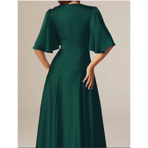 AW BRIDAL 14 1X plus hunter green Elinore satin formal party maxi dress NEW 0B8 - Picture 2 of 9